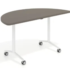 Mesa plegable pivot semicírculo estructura blanco, canto 30cm