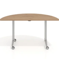 Mesa plegable pivot semicírculo estructura aluminio, canto 16cm