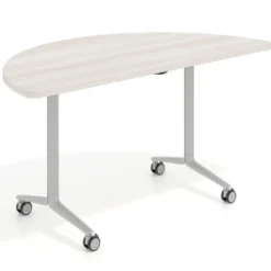Mesa plegable pivot semicírculo estructura aluminio, canto 30cm