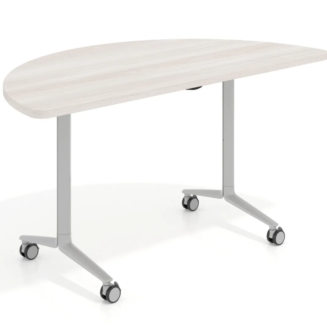 Mesa plegable pivot semicírculo estructura aluminio, canto 30cm