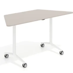 Mesa plegable pivot trapezoidal, estructura blanco, canto 16cm