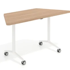 Mesa plegable pivot trapezoidal, estructura blanco, canto 30cm