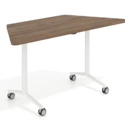 Mesa plegable pivot trapezoidal, estructura blanco, canto 30cm