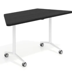 Mesa plegable pivot trapezoidal, estructura blanco, canto 30cm