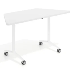 Mesa plegable pivot trapezoidal, estructura blanco, canto 30cm