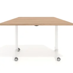 Mesa plegable pivot trapezoidal, estructura blanco, canto 30cm