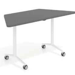 Mesa plegable pivot trapezoidal, estructura blanco, canto 30cm