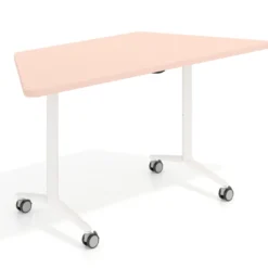 Mesa plegable pivot trapezoidal, estructura blanco, canto 30cm