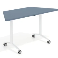 Mesa plegable pivot trapezoidal, estructura blanco, canto 30cm