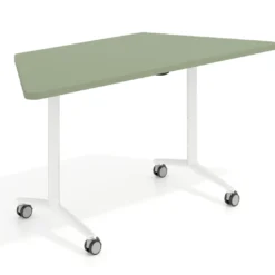 Mesa plegable pivot trapezoidal, estructura blanco, canto 30cm
