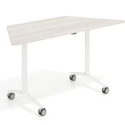Mesa plegable pivot trapezoidal, estructura blanco, canto 16cm