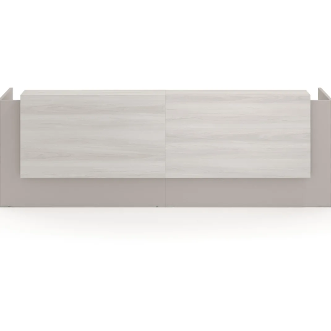 Mostrador doble con doble encimera larga, estructura gris coco