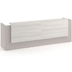 Mostrador doble con doble encimera larga, estructura gris coco