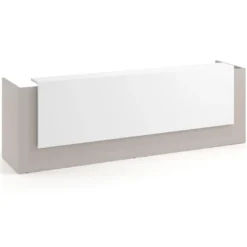 Mostrador doble con doble encimera larga, estructura gris coco