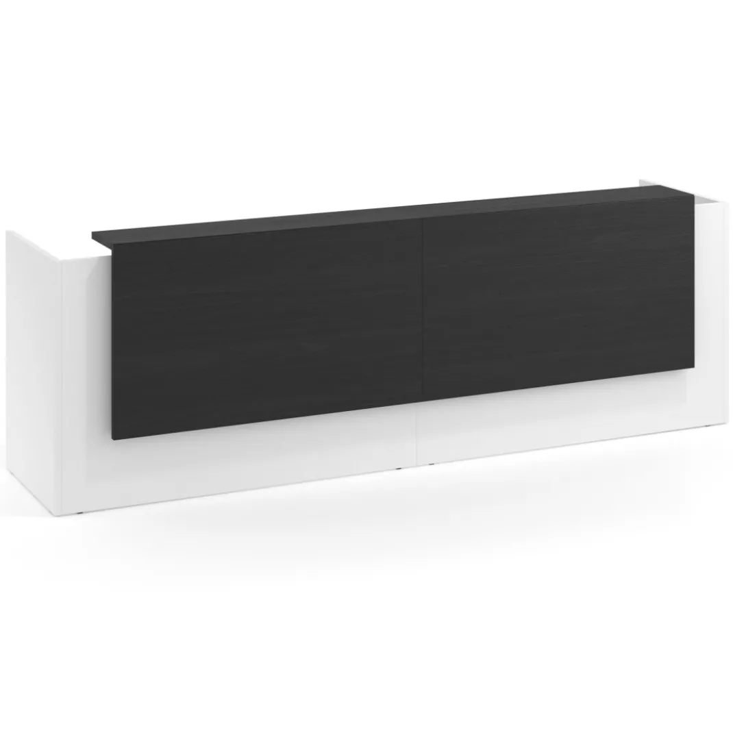 Mostrador doble con doble encimera larga, estructura blanco mate