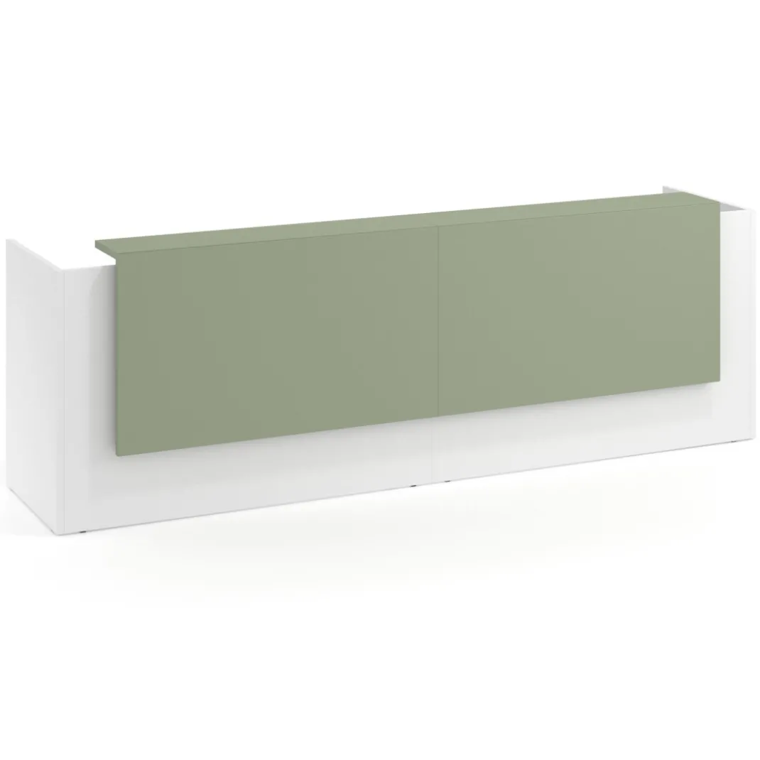 Mostrador doble con doble encimera larga, estructura blanco mate