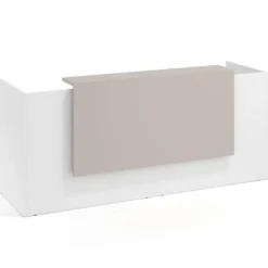 Mostrador doble con encimera larga, estructura blanco mate