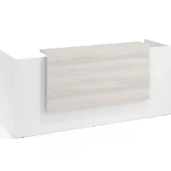 Mostrador doble con encimera larga, estructura blanco mate