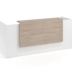 Mostrador doble con encimera larga, estructura blanco mate