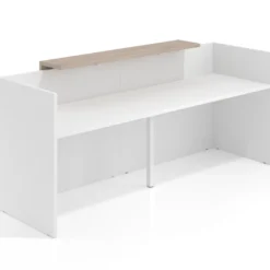 Mostrador doble con encimera larga, estructura blanco mate