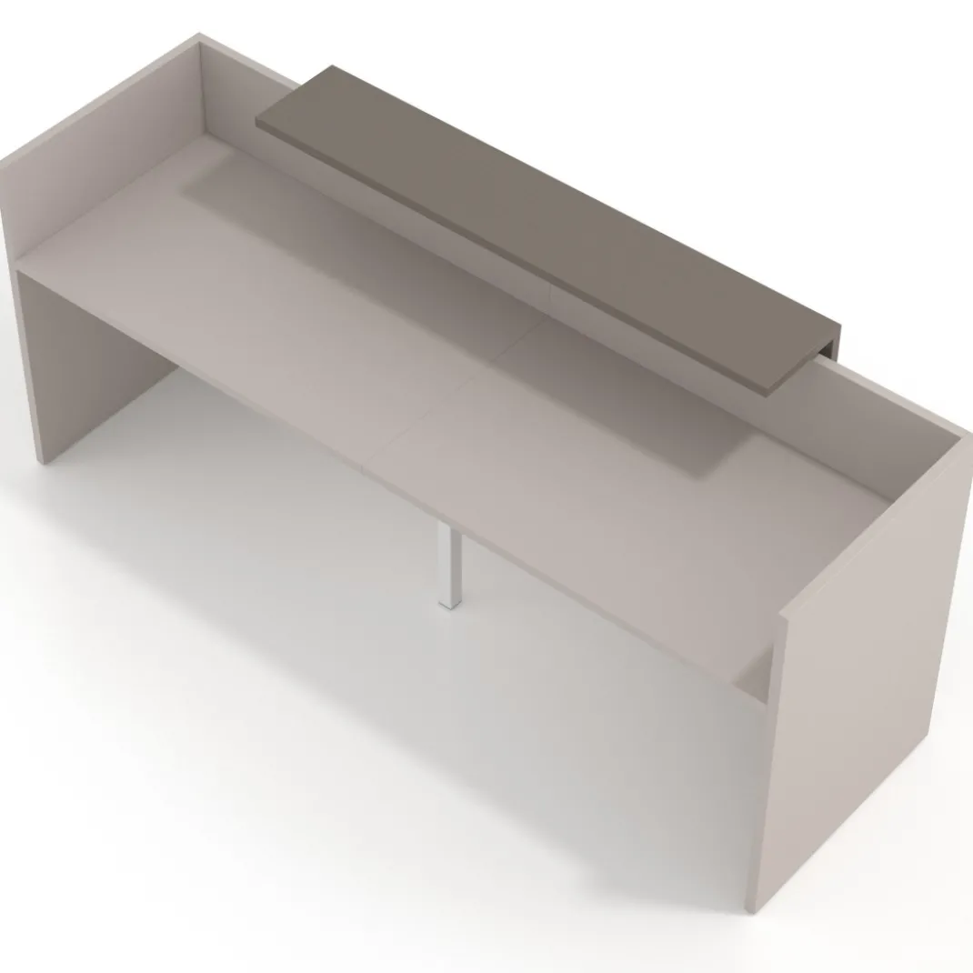 Mostrador doble con encimera larga, estructura gris coco