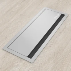 Pasacables con tapa Channel, cierre amortiguado, acabado aluminio