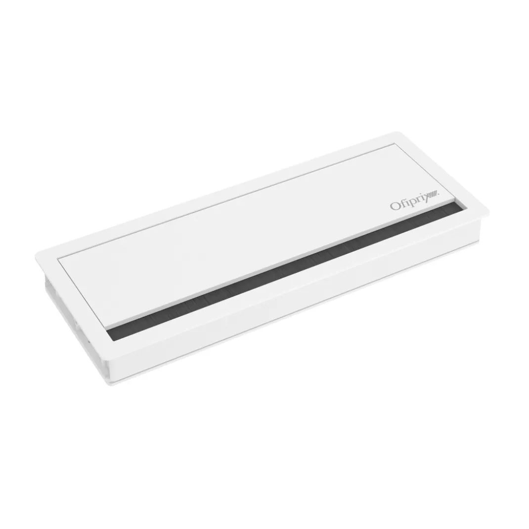 Pasacables con tapa Channel, cierre amortiguado, acabado aluminio