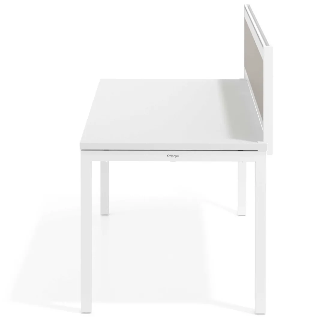 Separador de aluminio Wall para mesa individual en melamina, estructura blanca