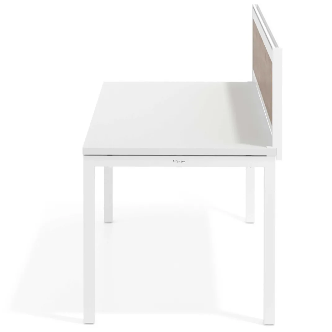Separador de aluminio Wall para mesa individual en melamina, estructura blanca
