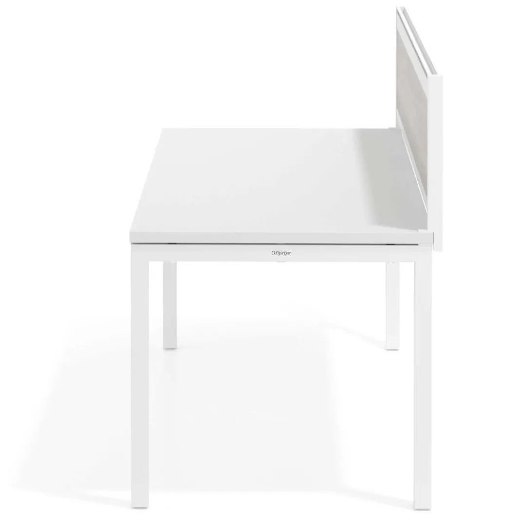 Separador de aluminio Wall para mesa individual en melamina, estructura blanca