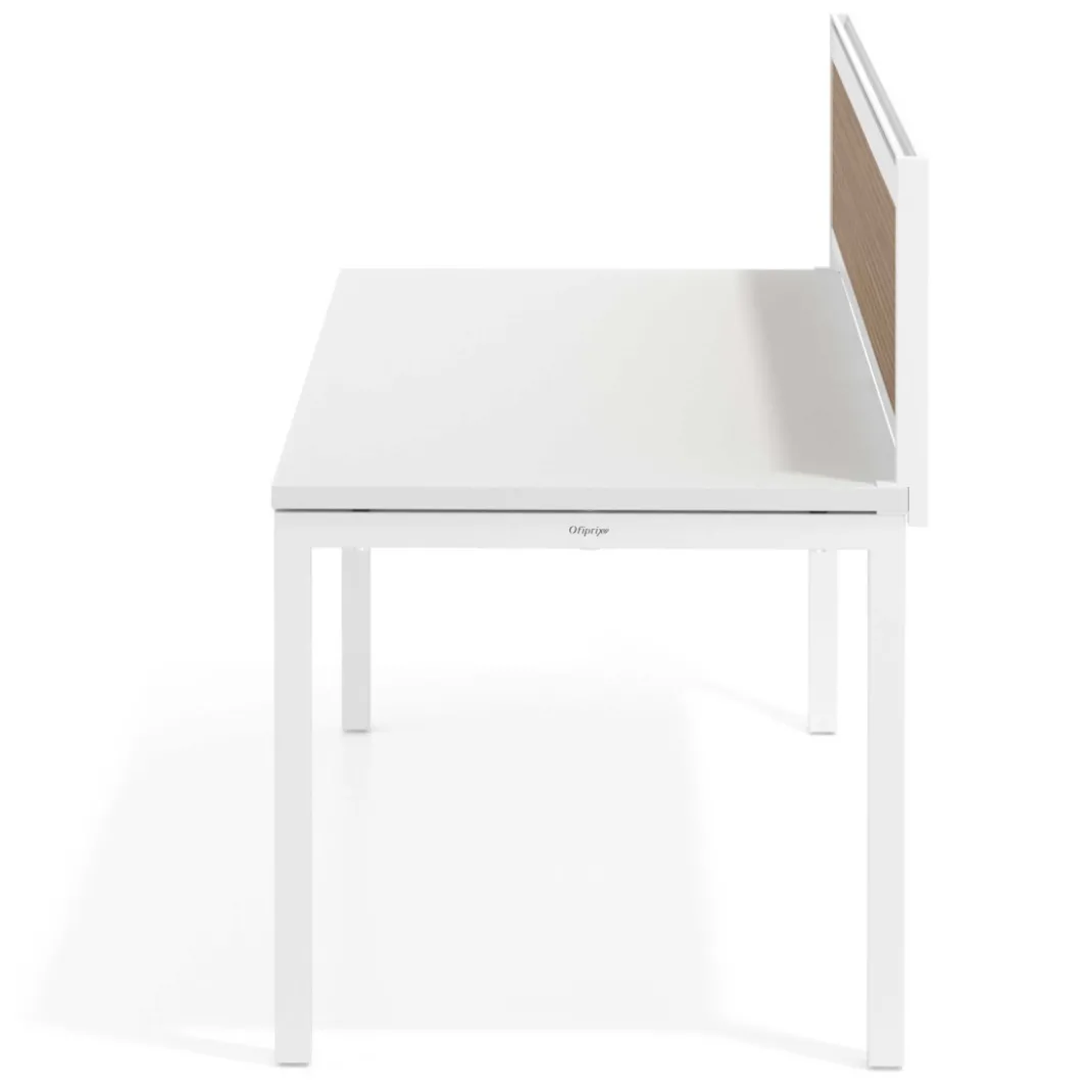 Separador de aluminio Wall para mesa individual en melamina, estructura blanca