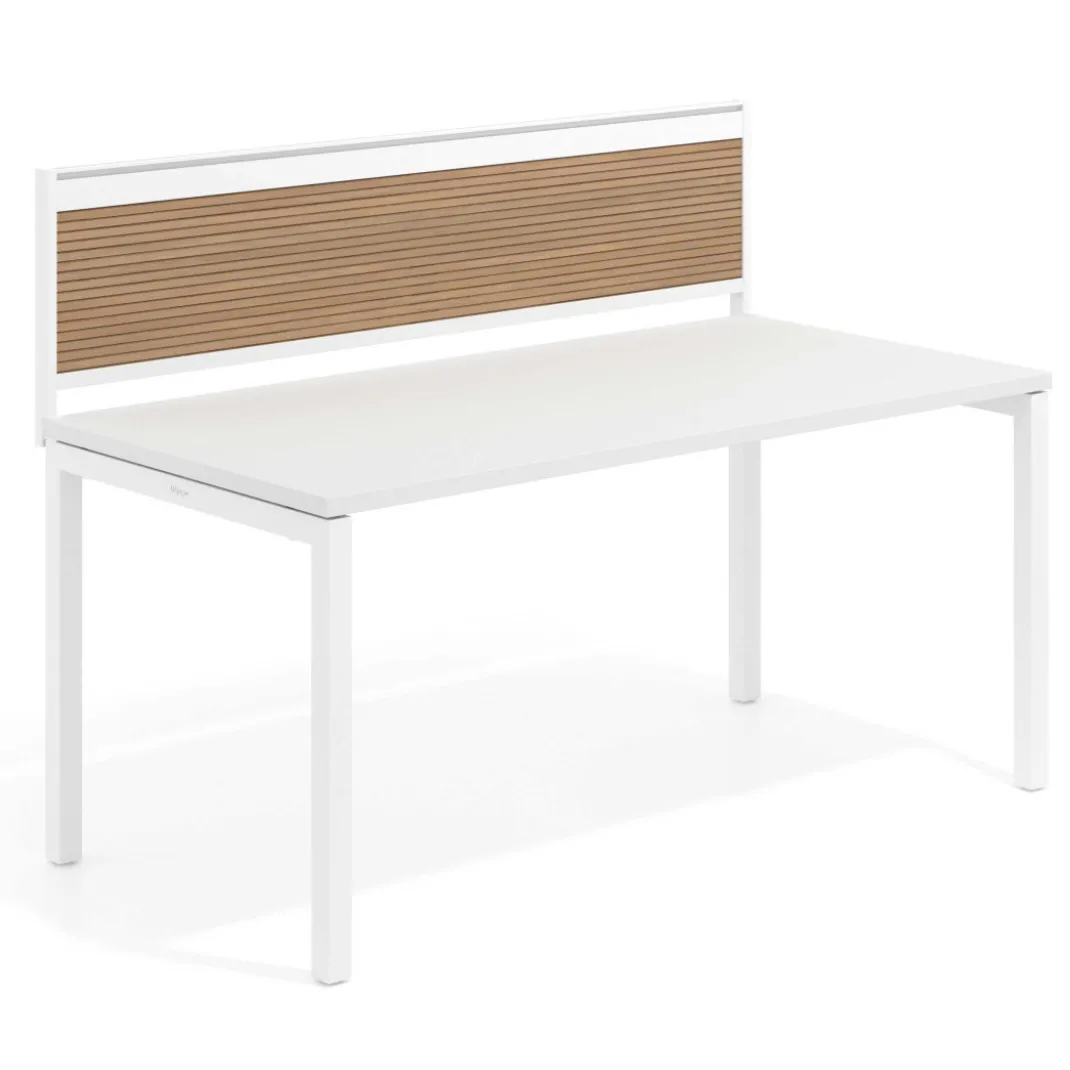 Separador de aluminio Wall para mesa individual en melamina, estructura blanca