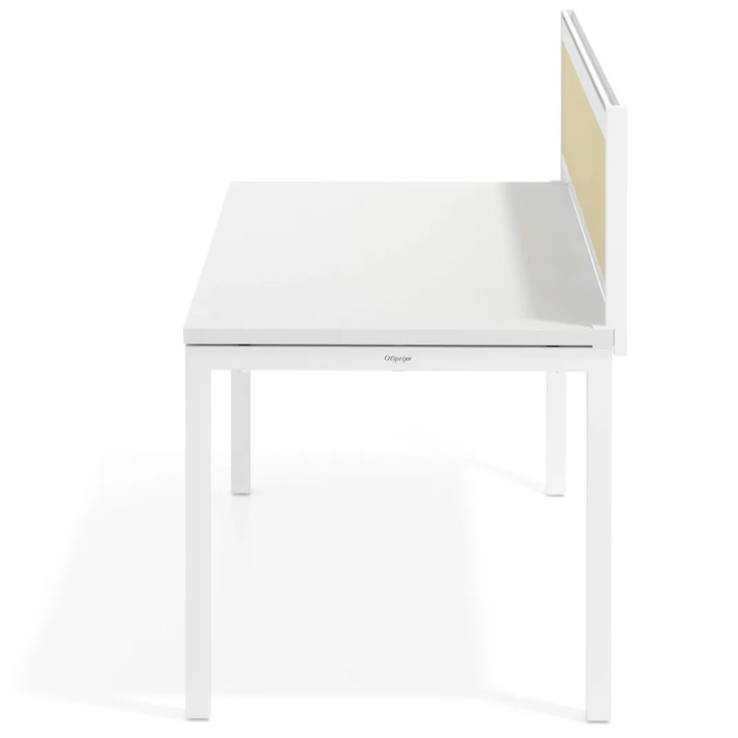Separador de aluminio Wall para mesa individual en melamina, estructura blanca