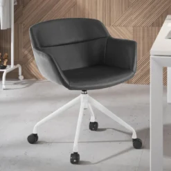 Silla confidente Anne, Giratoria Ruedas Asiento Ecopiel