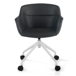 Silla confidente Anne, Giratoria Ruedas Asiento Ecopiel
