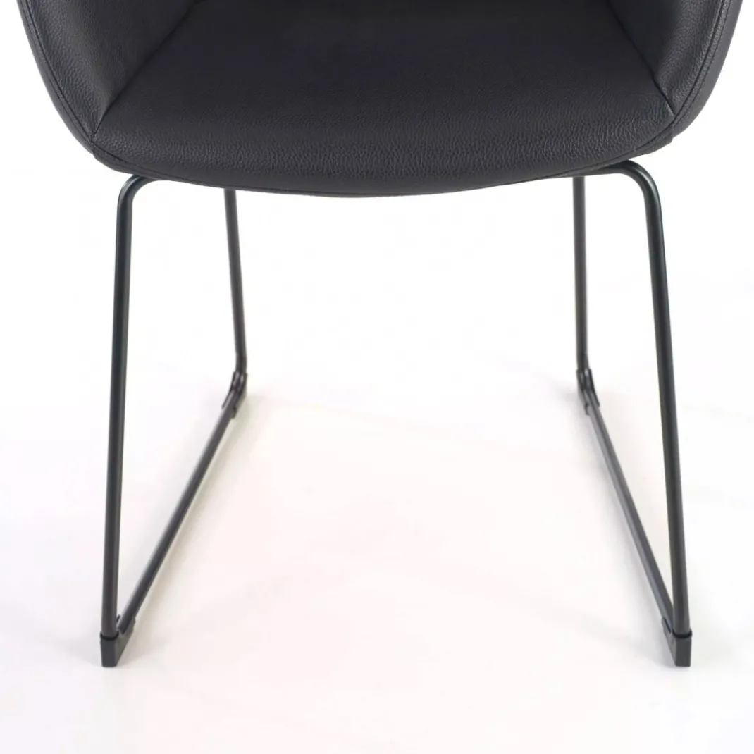 Silla confidente Anne, patín Asiento Ecopiel