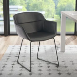 Silla confidente Anne, patín Asiento Ecopiel