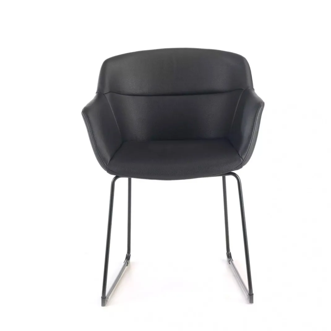 Silla confidente Anne, patín Asiento Ecopiel