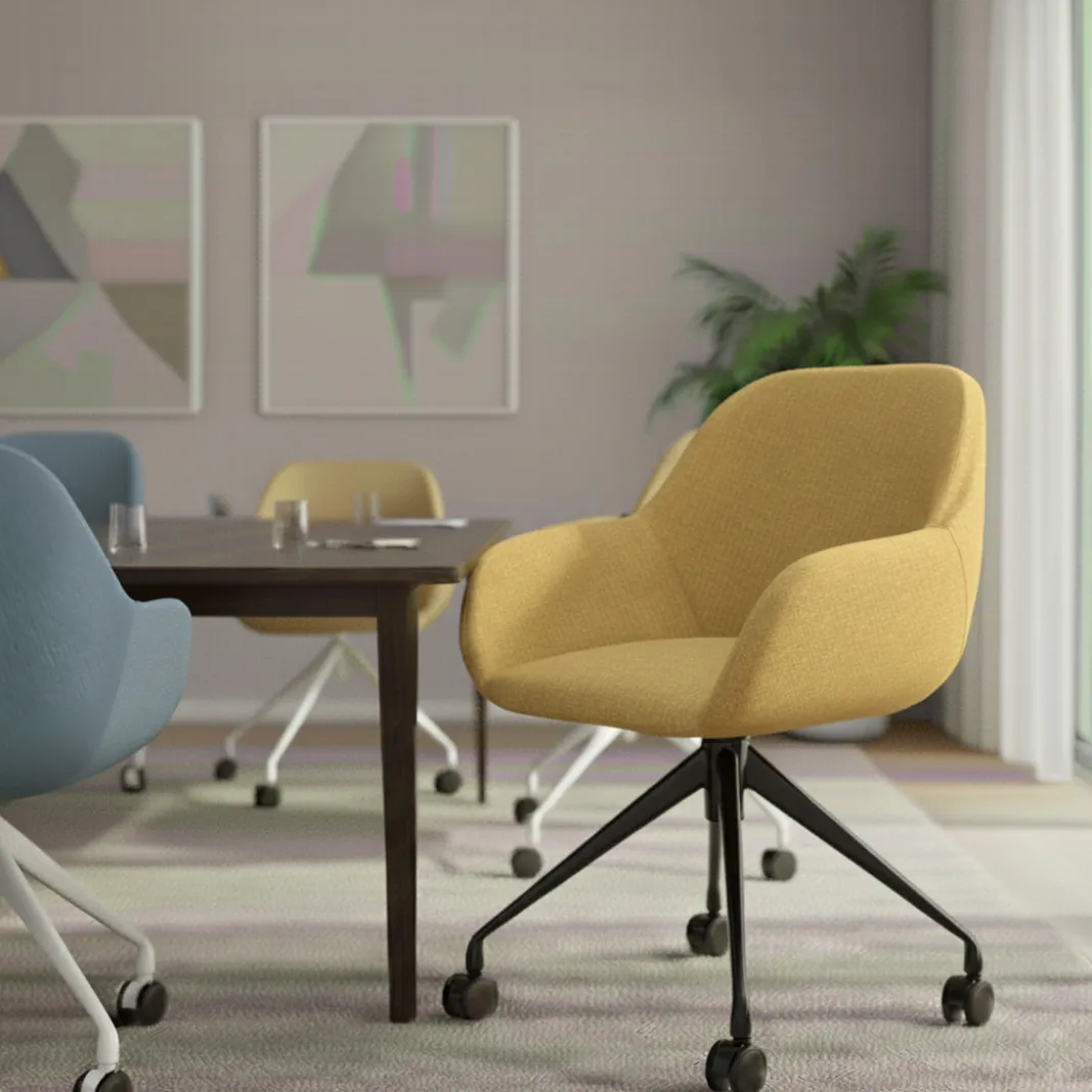 Silla confidente con ruedas moon base de aluminio