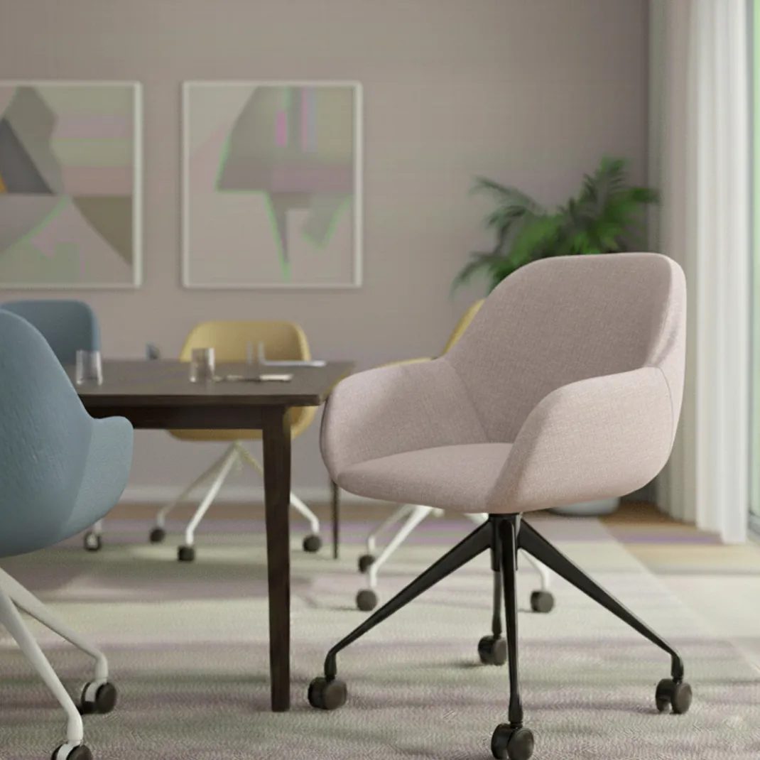 Silla confidente con ruedas moon base de aluminio
