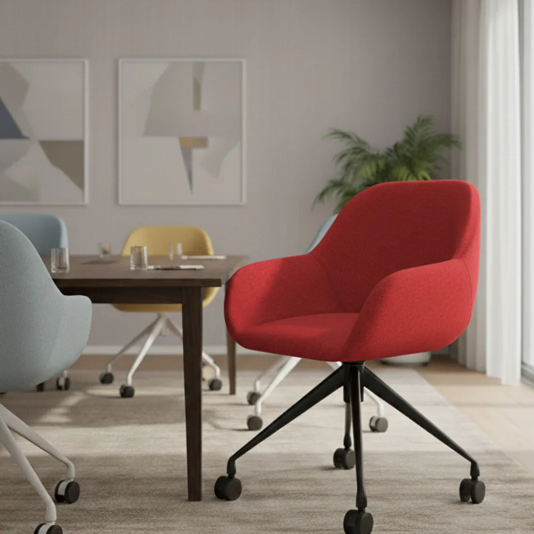 Silla confidente con ruedas moon base de aluminio