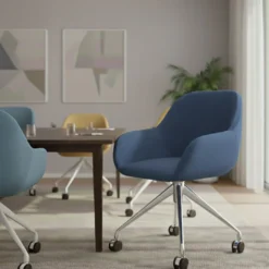 Silla confidente con ruedas moon base de aluminio