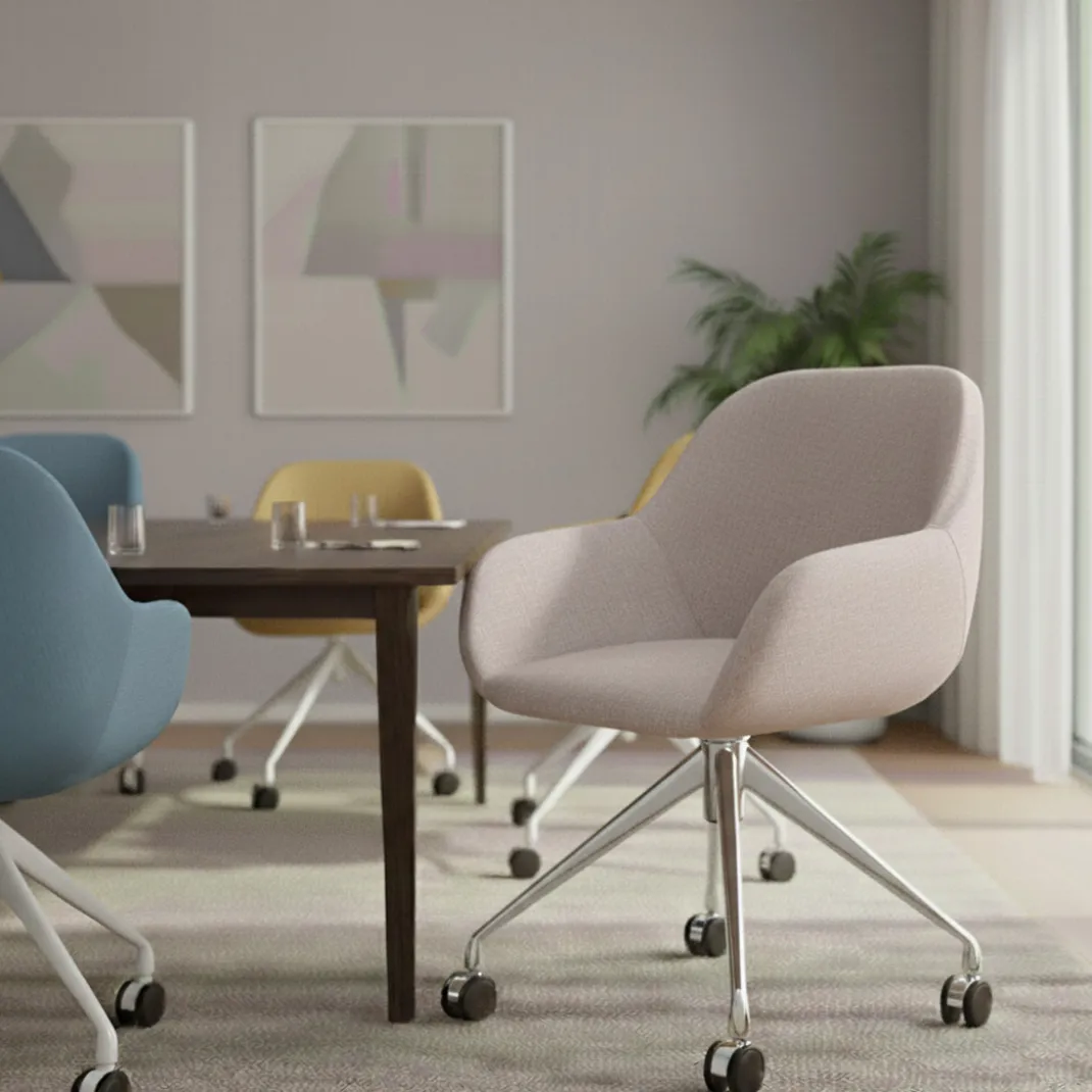 Silla confidente con ruedas moon base de aluminio