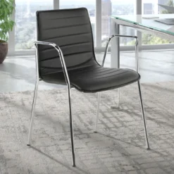 Silla confidente Cube 4 Patas con brazos estructura cromo ecopiel