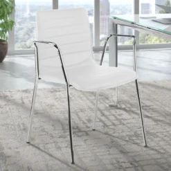 Silla confidente Cube 4 Patas con brazos estructura cromo ecopiel