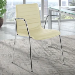 Silla confidente Cube 4 Patas con brazos estructura cromo ecopiel