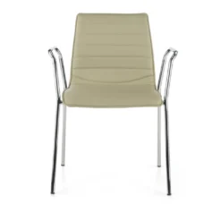 Silla confidente Cube 4 Patas con brazos estructura cromo ecopiel