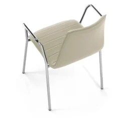 Silla confidente Cube 4 Patas con brazos estructura cromo ecopiel