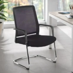 Silla confidente Dante patín, respaldo ergonómico red