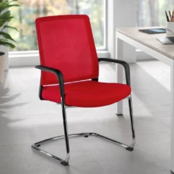 Silla confidente Dante patín, respaldo ergonómico red